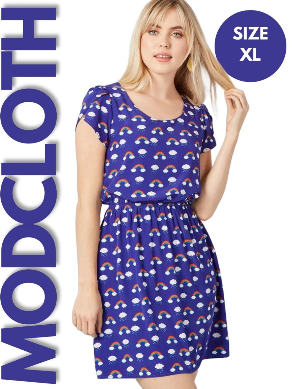 ModCloth Oh My Gosh A-Line Rainbow Dress Size XL